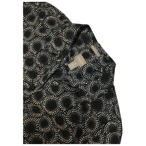 Chicos Lorena Diva Dot Wrinkle Resistant Button Up Long Sleeve Black 3 - Picture 5 of 10